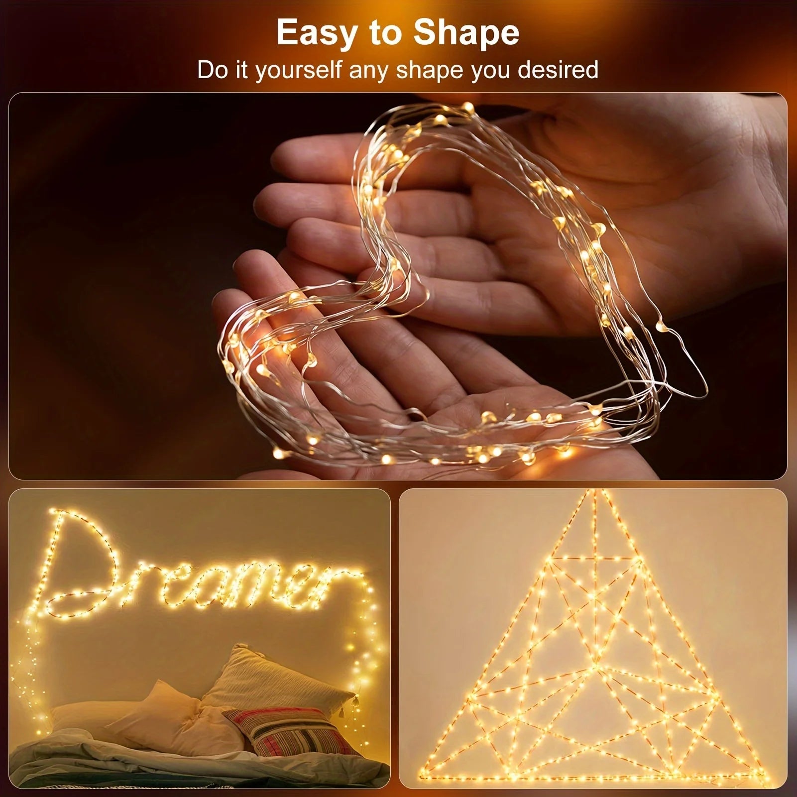 4pcs Outdoor Led Solar String Light Fairy String Christmas Tree Decor Lighting for Wedding Festival Party Garden Xmas Halloween