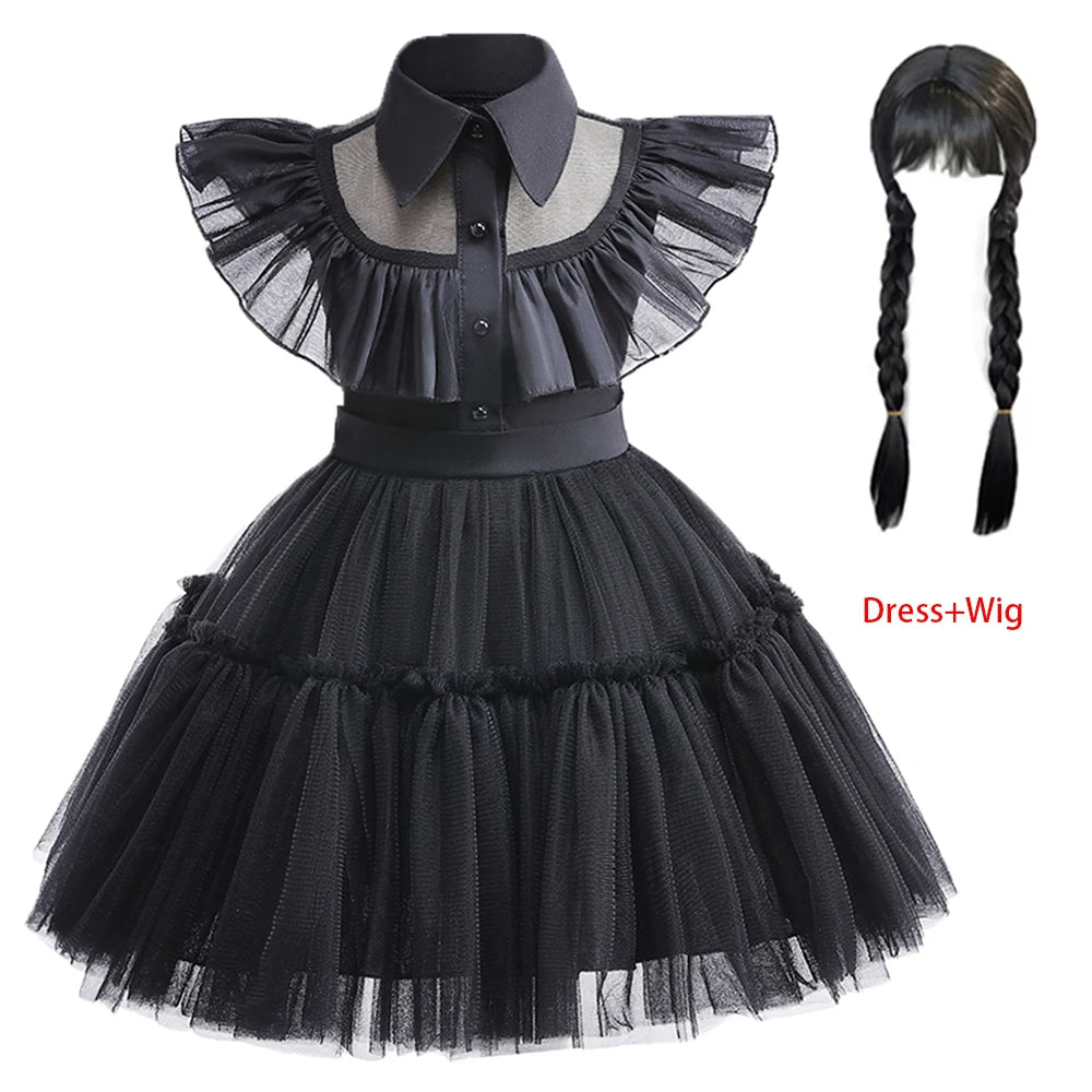 1-6 Years Children Dress For Girl Costume 2023 New Vestidos For Kids Birthday Party Dresses Black Halloween Cosplay Costumes