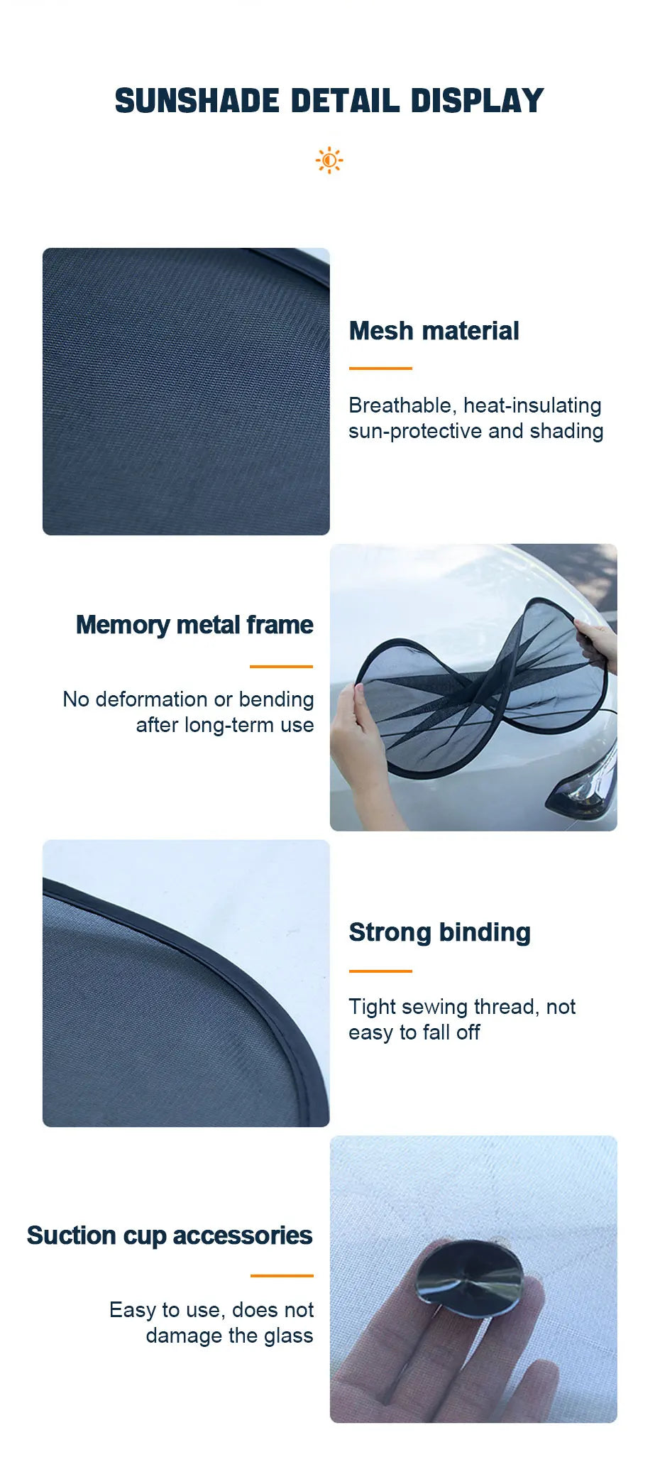 SEAMETAL 2PCS Car Window Sunshade Cover Sun Shield UV Protection Auto Front Rear Black Window Curtain Summer Car Accessories
