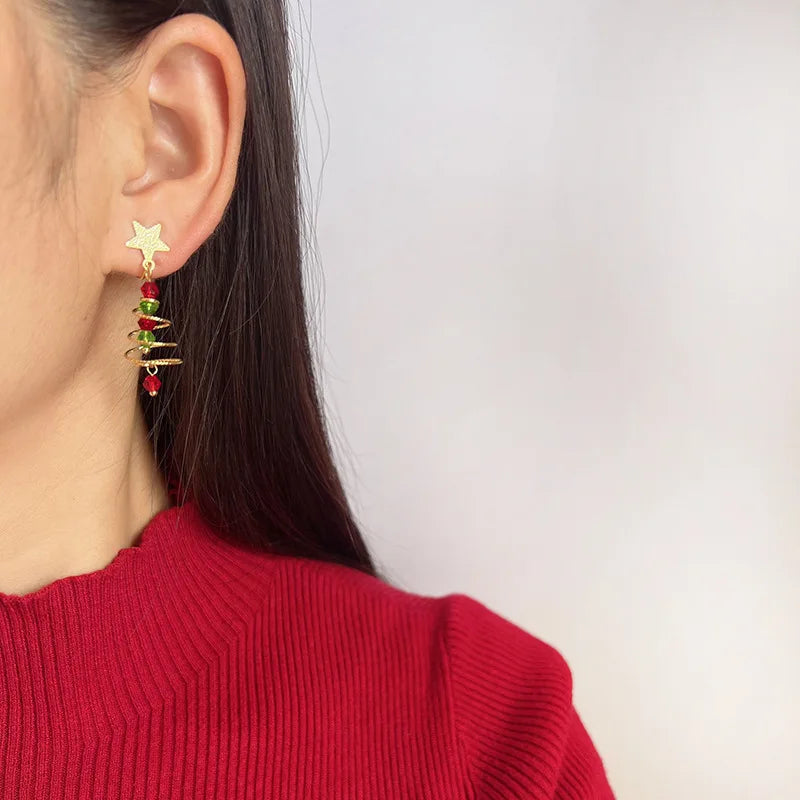 Christmas Earrings Bestsellers: Christmas Cap Stud Earrings, Cute And Fresh European And American Earrings With Diamonds