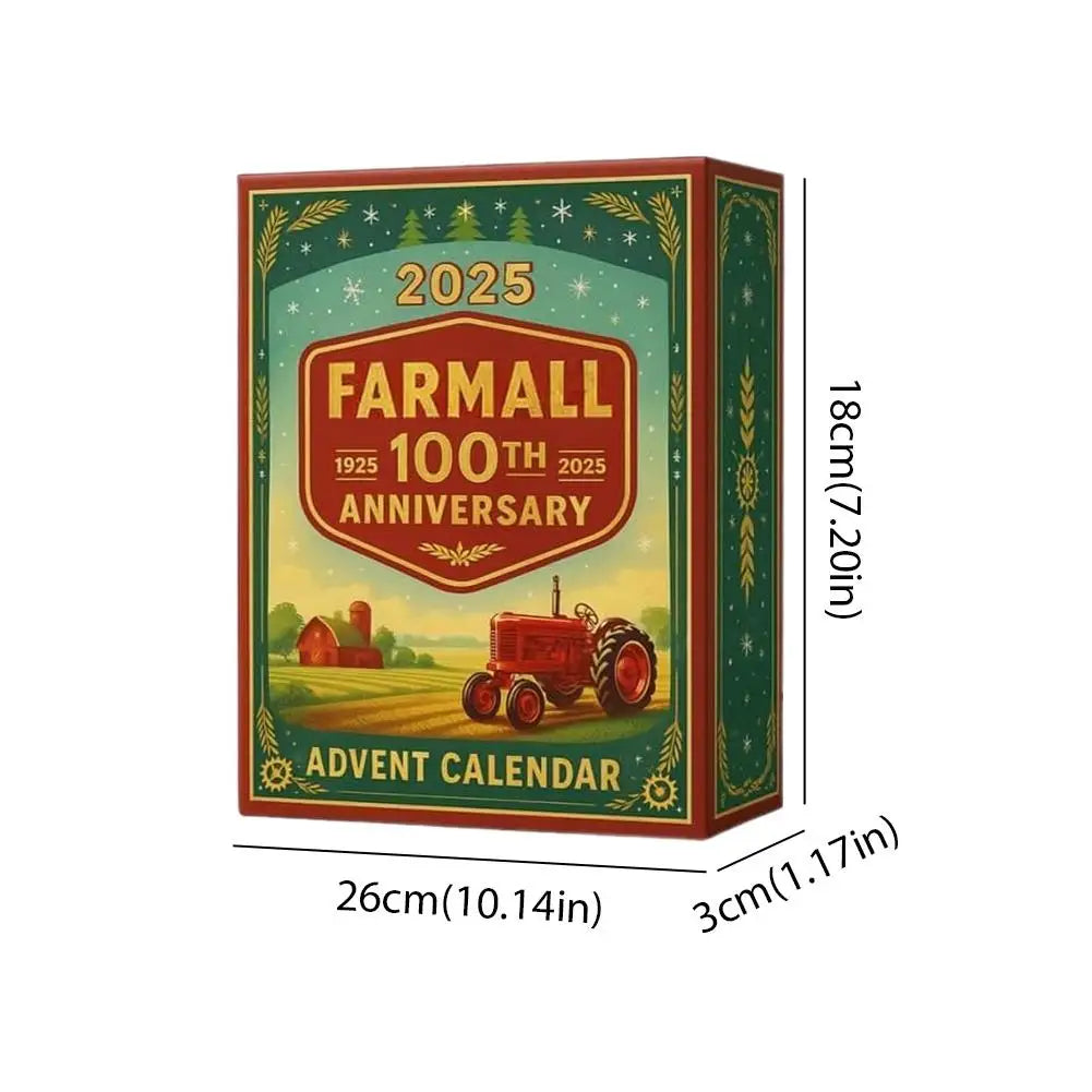 2025 Tractor 100th Anniversary Advent Calendar, 24 Days Christmas Countdown Calendar with 24 Different Tractors Ornaments
