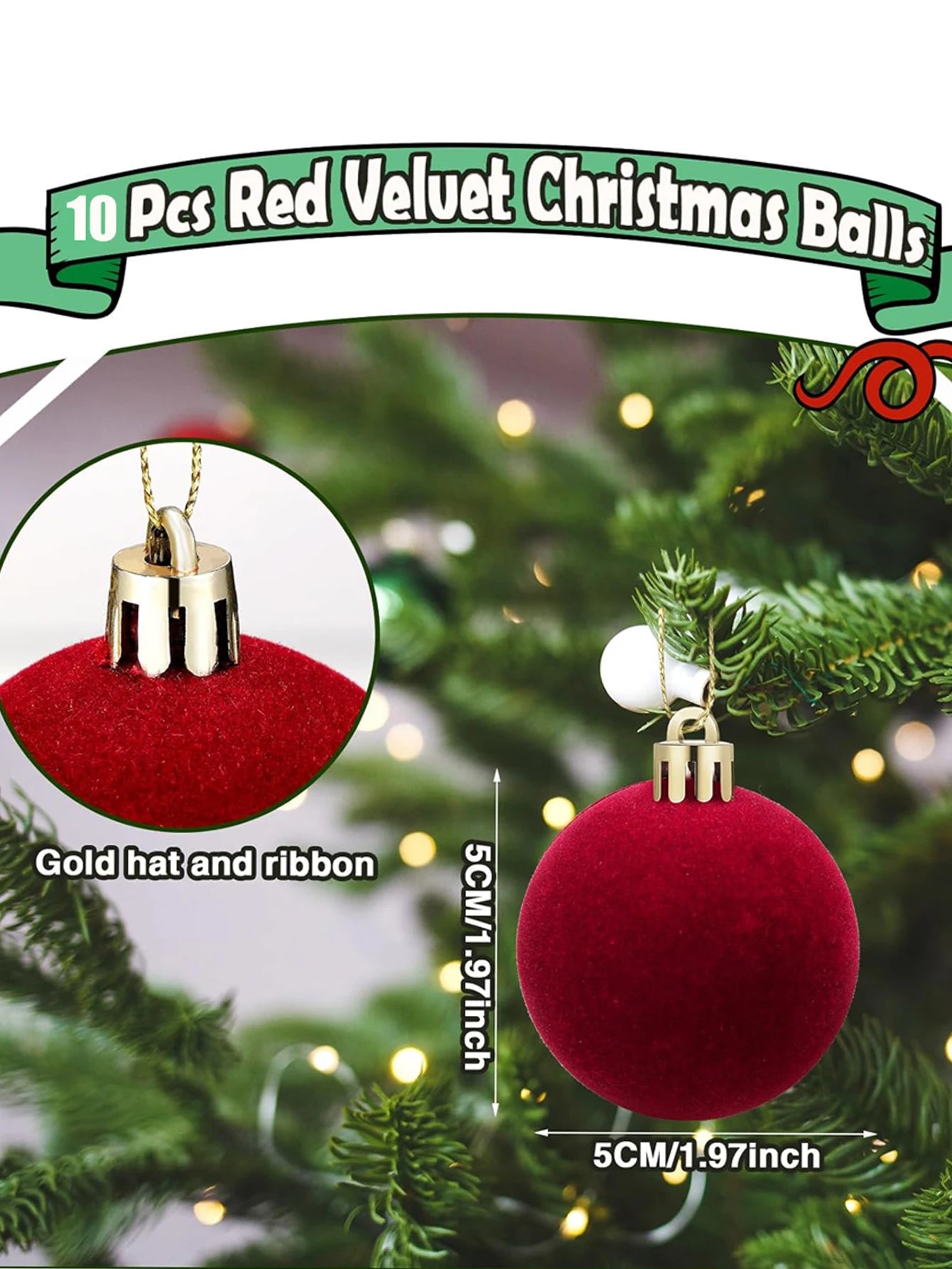 10pcs Christmas Balls,Christmas Tree Decorations Velvet Ball Ornaments for Christmas Party Christmas Decoration Navidad 2025