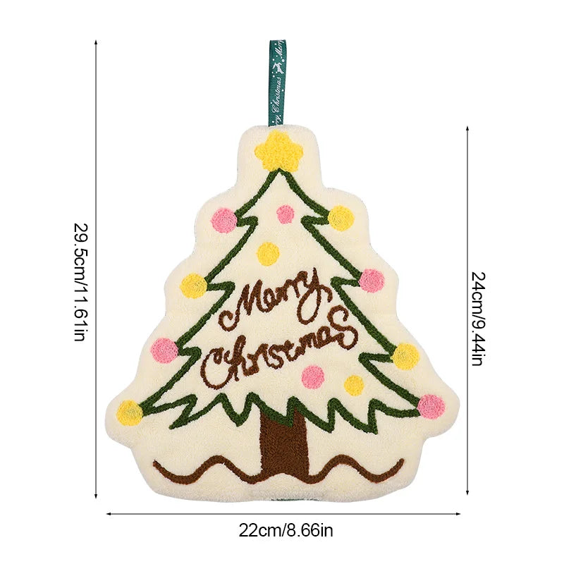 Christmas Hand Towel Cartoon Gingerbread Man Snowman Coral Fleece Towel Christmas Home Kitchen Bathroom Decoration Xmas Gifts