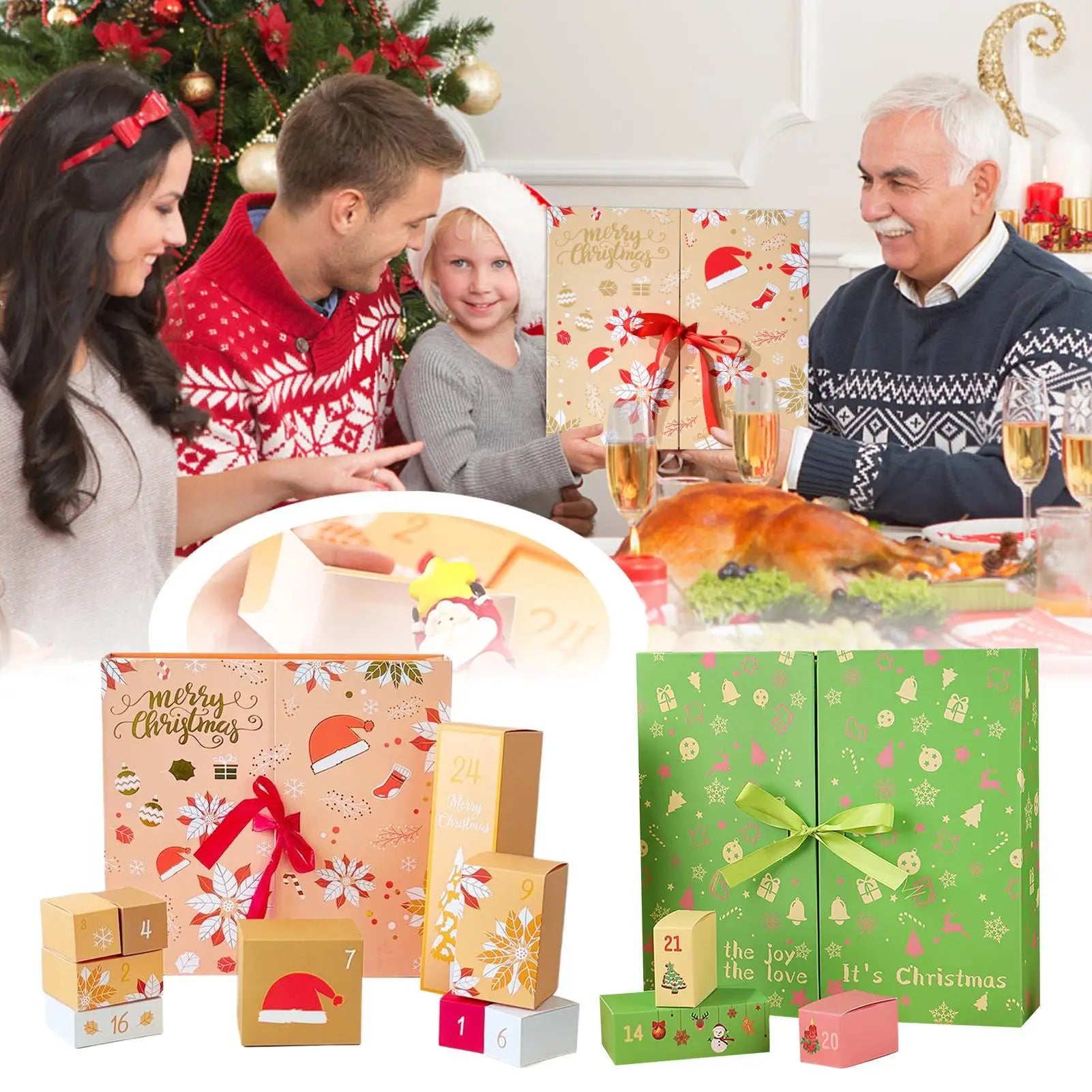 2025 Empty Advent Calendar Box 24 Days DIY Christmas Countdown Calendar Box Fillable Holiday Case for Candy Jewelry Small Gifts