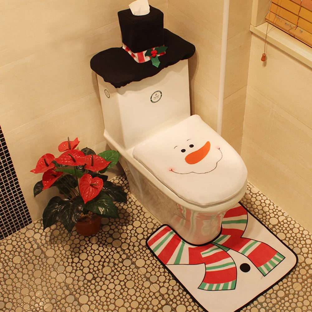 2025 Cute Christmas Toilet Seat Covers Creative Santa Claus Bathroom Mat Xmas Supplies for Home New Year Navidad Gift Decor 2026