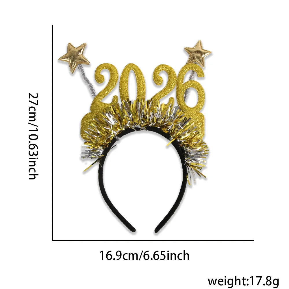 2026 Christmas Star Color Strip Headband New Year's Eve Digital Creative Party Decoration Head Buckle