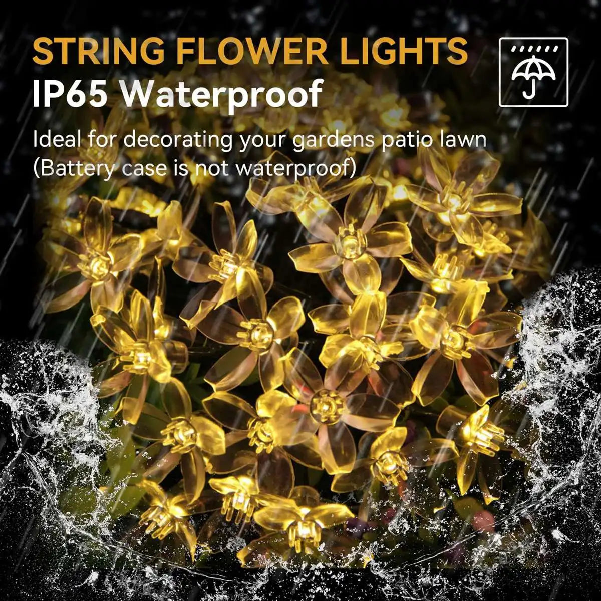 1PC Flower Fairy Lights Battery Operated String Lights Waterproof 10/20/30/40 LED Cherry Blossom Lights For Patry Wedding Decor