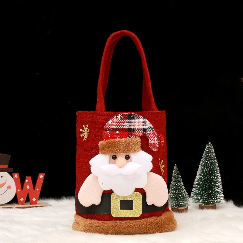 1-20PCS Christmas Tote Bag Snowman Bear Candy Bag Children Gift Bag Storage Bag Christmas Decoration