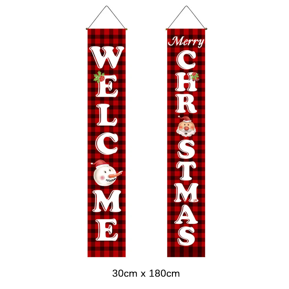 2Pc/set Christmas Door Hanging Banner Santa Claus Snowman Walnut Guards Merry Christmas Door Ornament Decoration New Year 2025