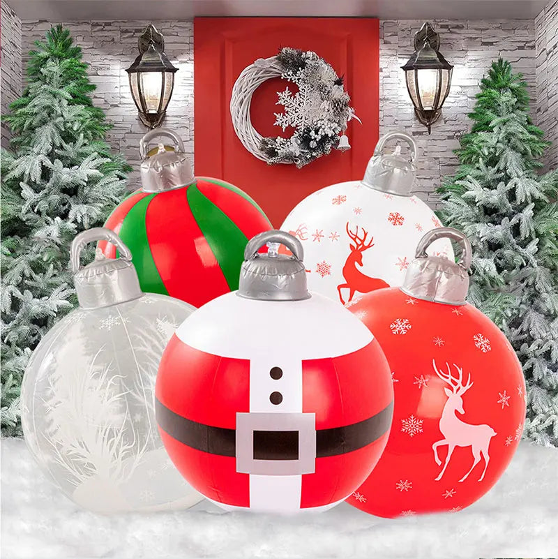 26 Inch Light Up PVC Inflatable Christmas Ball with Light Remote PVC Giant Inflatable Christmas Balls Christmas Decorations Ball