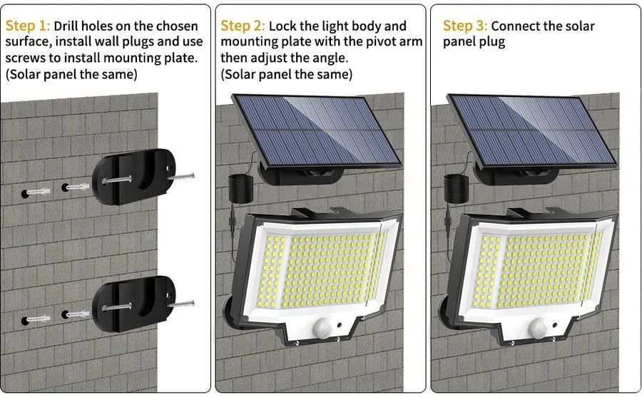 Solar Lights Outdoor Garden 200/288LED Solar Security Light Motion Sensor 3 Mode Waterproof Solar Powered Flood Lamp Yard Garage