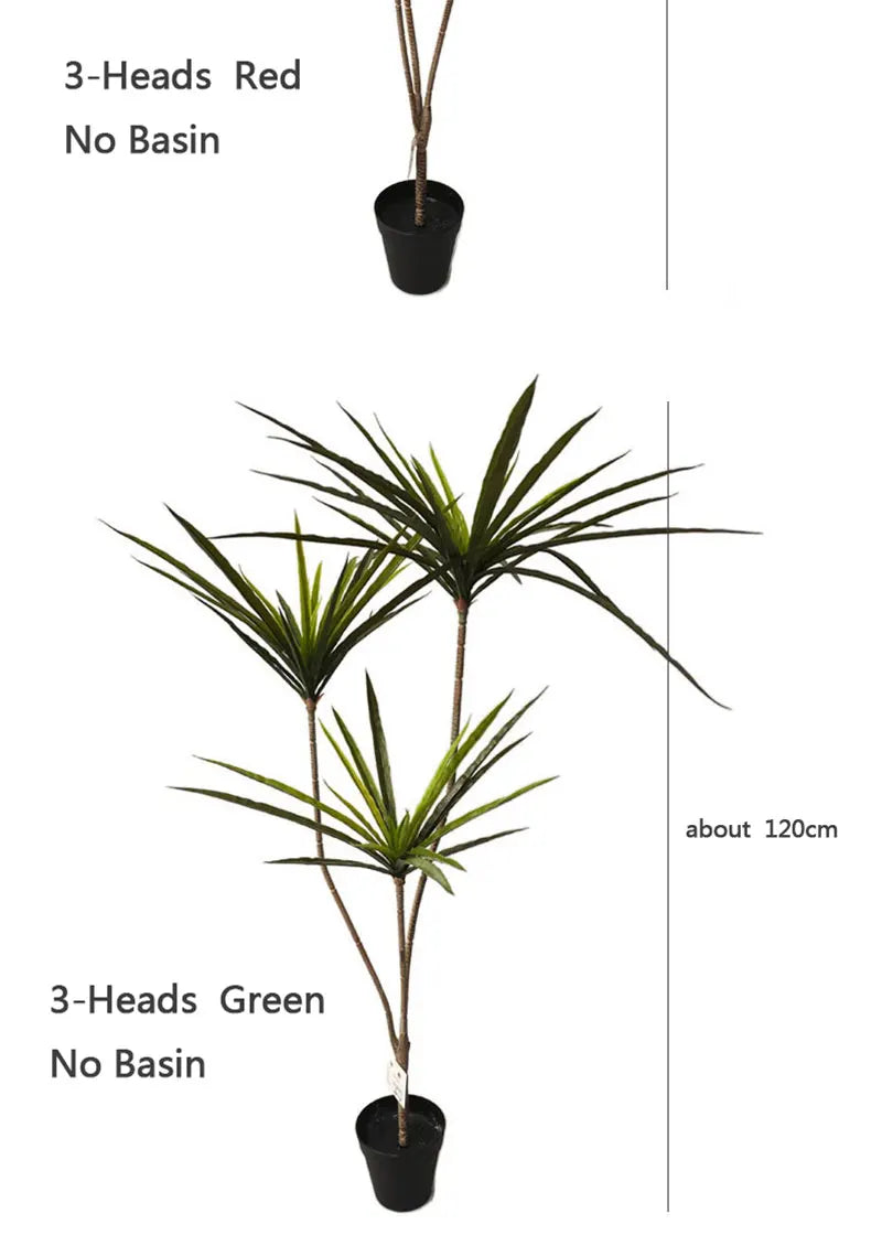 90-120cm Large Artificial Dracaena Plants Tropical Potted Tree Fake Plastic Palm Leaves Cycas Plant For Home Garden Indoor Decor