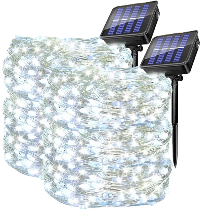 4pcs Outdoor Led Solar String Light Fairy String Christmas Tree Decor Lighting for Wedding Festival Party Garden Xmas Halloween