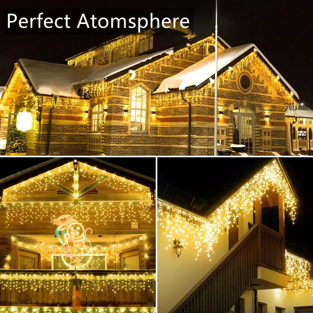 Christmas Decoration 2024/2025 icicle Led Curtain Lights for Outdoor Droop 0.4/0.5/0.6M Christmas Lights for home New Year 2025