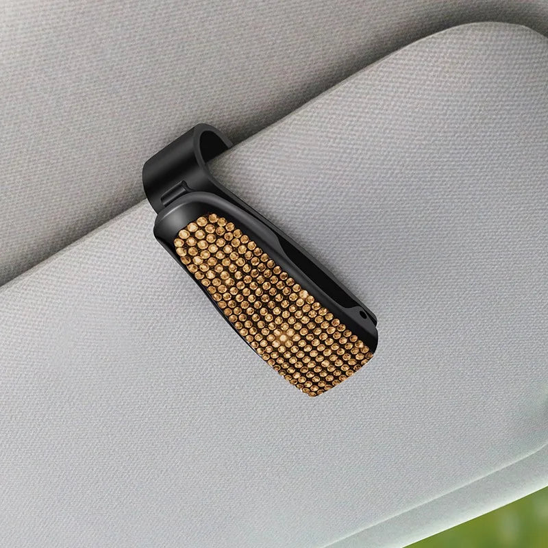 Sunglasses Clip Car Sunshades Sun Visor Rhinestone Portable Universal Myopia Glasses Bracket Card Holder Decoration Accessories