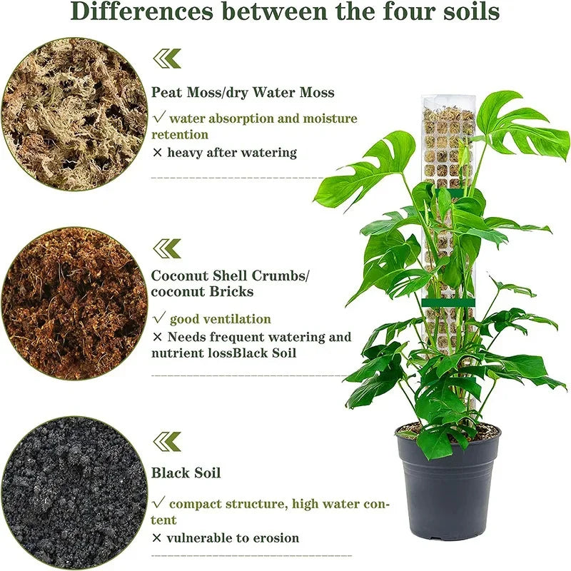 Moss Pole Plastic Plant Stand Indoor Climbing Plants Guardian Tutors Pot Moss Stick For Plants Growth Garden Support Accessories