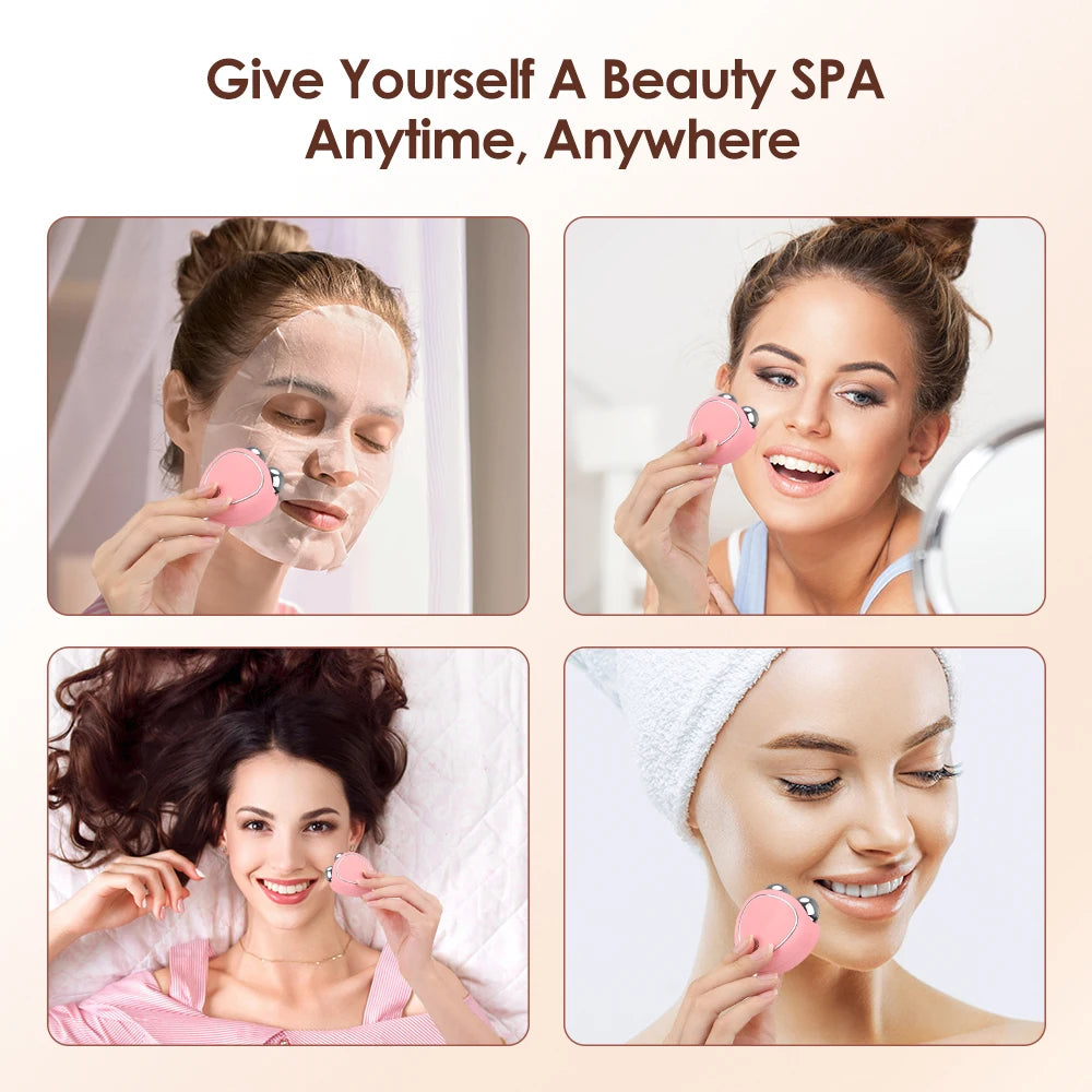 Portable Electric Face Lift Roller Massager EMS Sonic Facial Lifting Skin Tighten Massage