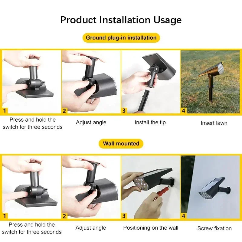 Ultra bright 7LED Solar Light Spotlights Outdoor Landscape Wall Light Waterproof 150° Adjustable Lawn Garden Yard Decor Lighting