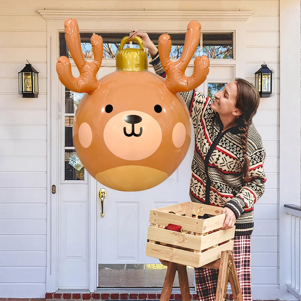 1pc Inflatable Reindeer Antlers Christmas Ball Suitable For Courtyard Decoration Party Decoration Atmosphere Christmas Gifts