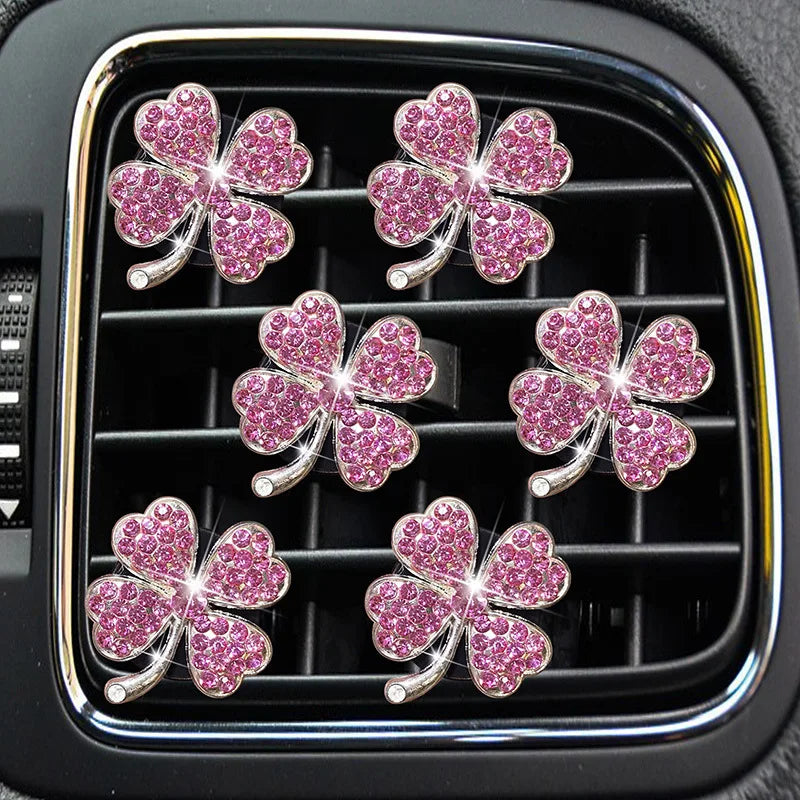 2 pcs  Car Aromatherapy Four-leaf Flashing Grass Interior Fragrance Decoration  Air Conditioner Vent Personalized Accessories