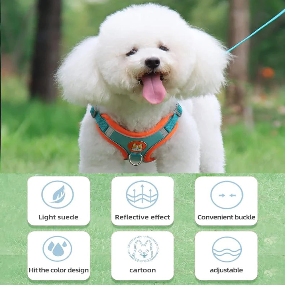 Pet Harness Vest Dogs Chest Strap Rope Reflective Dog Traction Rope Retractable for Small Dog Cat Traction Set Pet Accessories