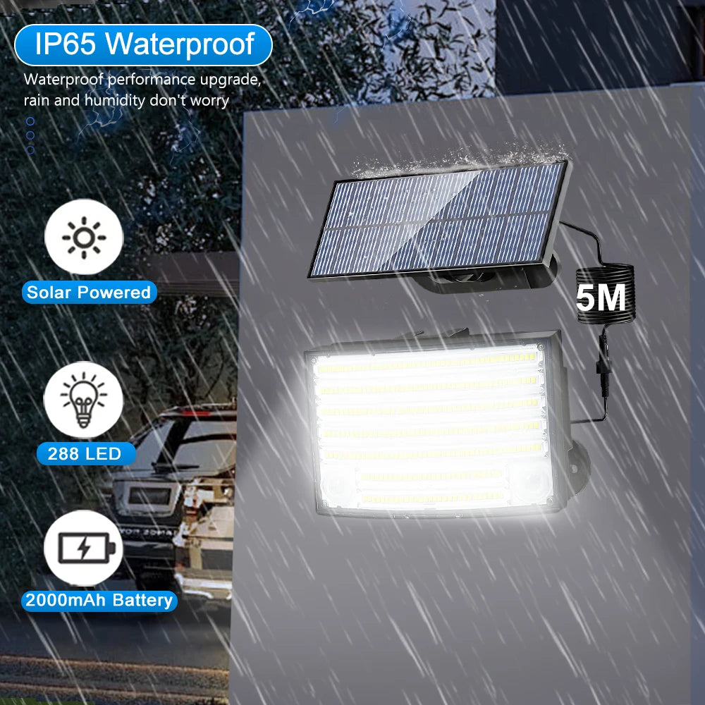 Solar Lights Outdoor Garden 200/288LED Solar Security Light Motion Sensor 3 Mode Waterproof Solar Powered Flood Lamp Yard Garage