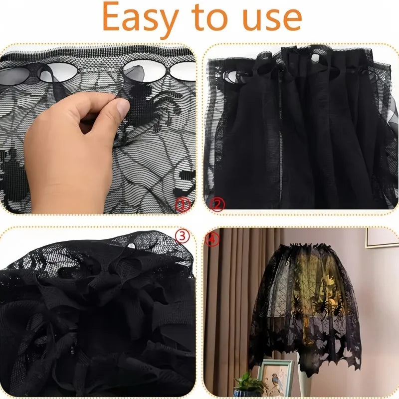 2 pieces of Halloween lampshade black lace spider web fabric lace spider web, Halloween themed party decoration