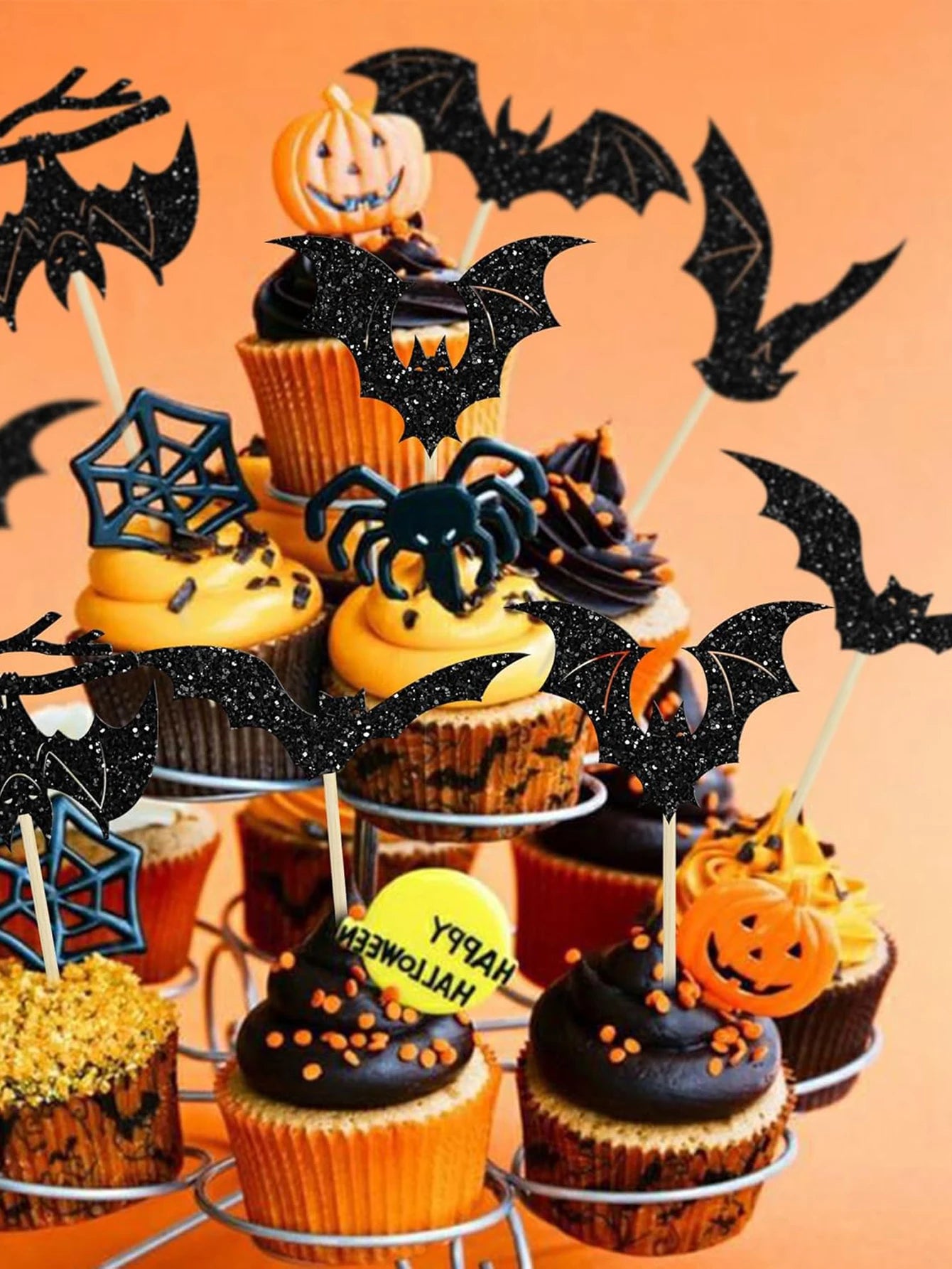 24pcs Halloween Cake Decoration Bat Birthday Cake Topper Halloween Birthday Party Cake Decoration Supplies Halloween Decoration