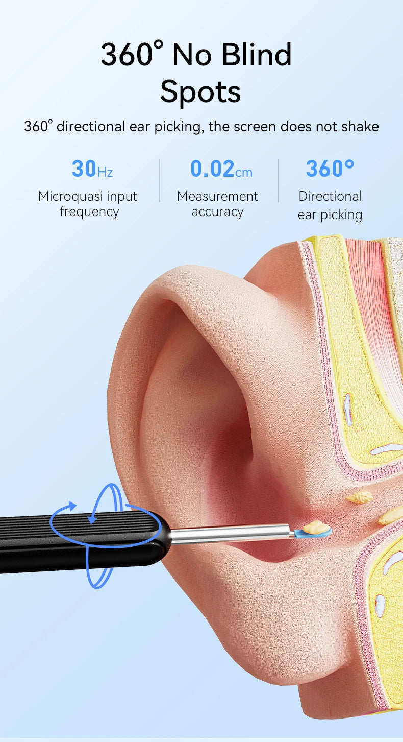 Ear Cleaner High Precision Ear Wax Removal Tool with Camera with LED Light Wireless Cleaner Smart Ear Cleaning Kit Health Care