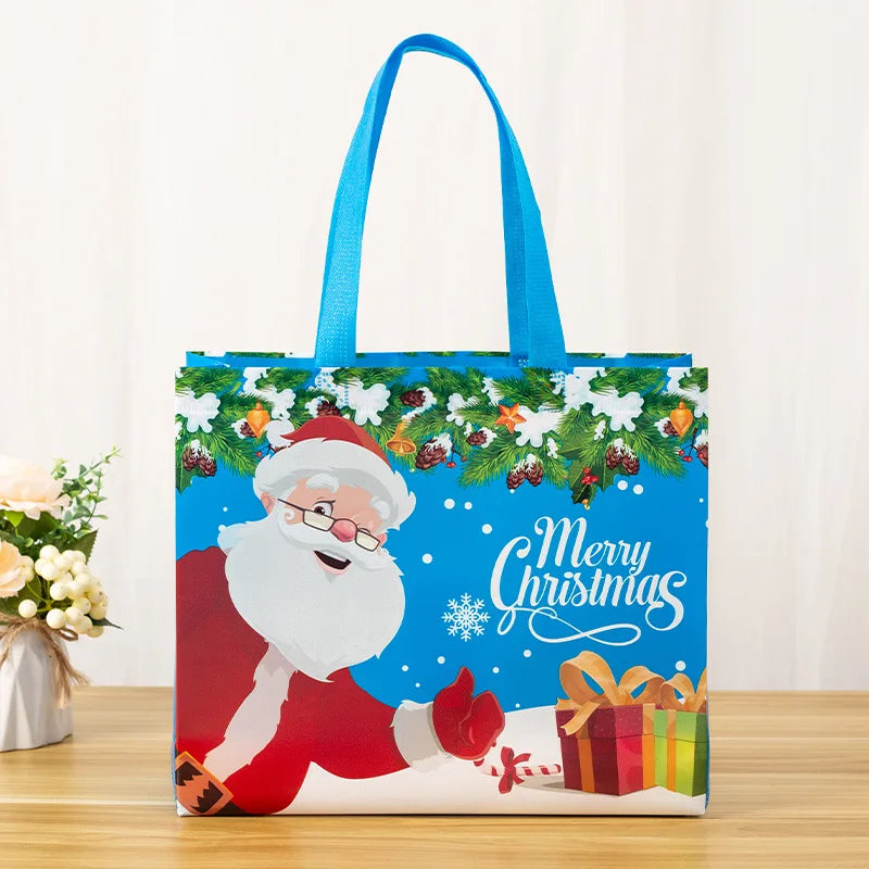 Christmas Gift Bags Santa Elk Snowflake Tote Bag Children's Gift Bags Thickened Non-woven Waterproof Bag Christmas Decoration