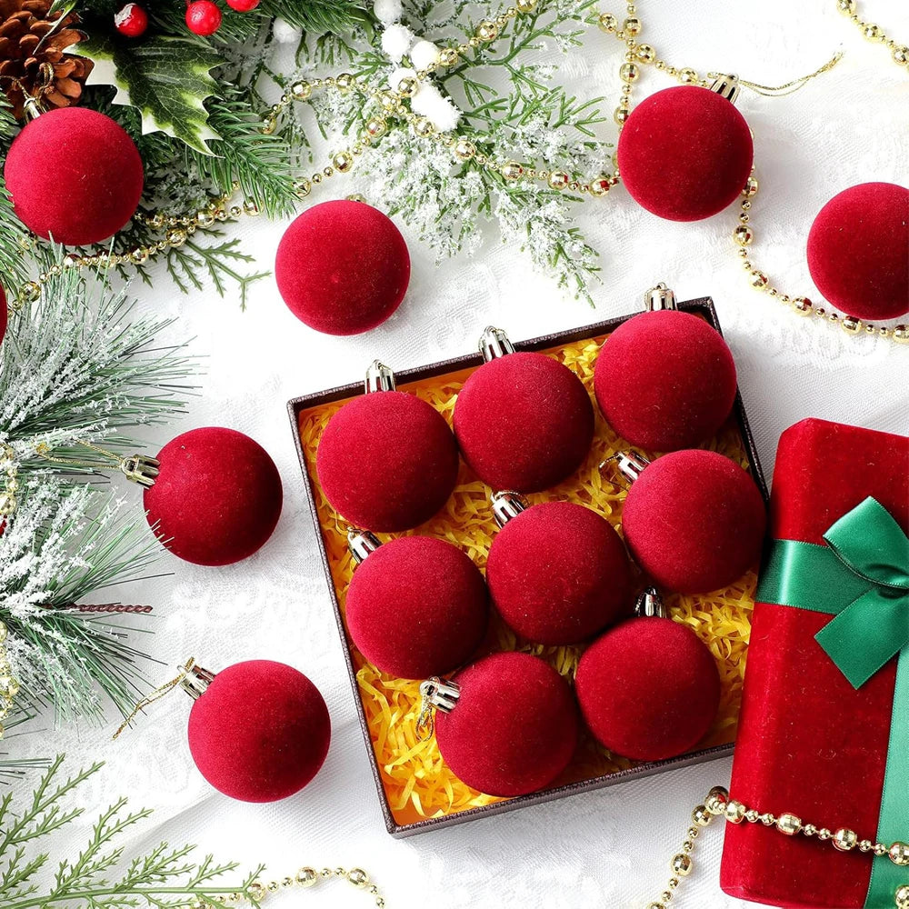 10pcs Christmas Balls,Christmas Tree Decorations Velvet Ball Ornaments for Christmas Party Christmas Decoration Navidad 2025