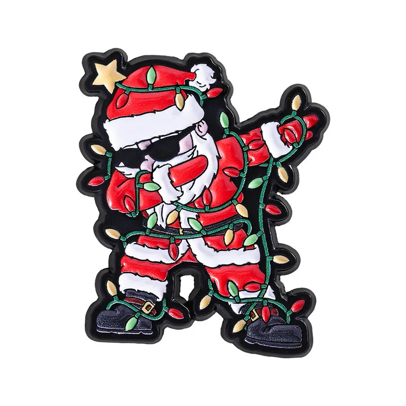 3 Pcs Cute Cartoon Christmas Day Brooch Santa Claus Enamel Pin Backpack Clothing Jewelry Metal Badge Accessories Gift