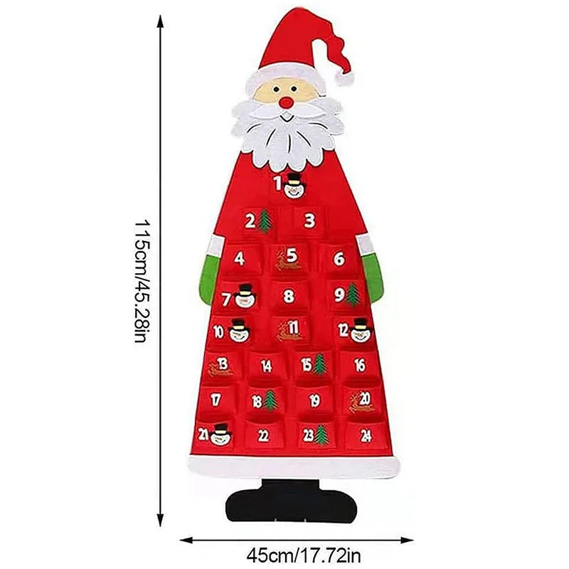 Felt Pendant Santa Claus Pocket Calendar Christmas Countdown Calendar Pendant Christmas Decorations Scene Background Supplies