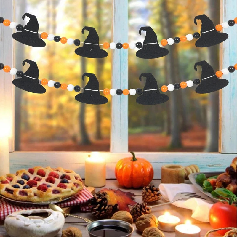 Halloween Pumpkin Bat Banner Garland Halloween Party Decorations Kids Halloween Non-Woven Banner Trick or Treat Party Supplies