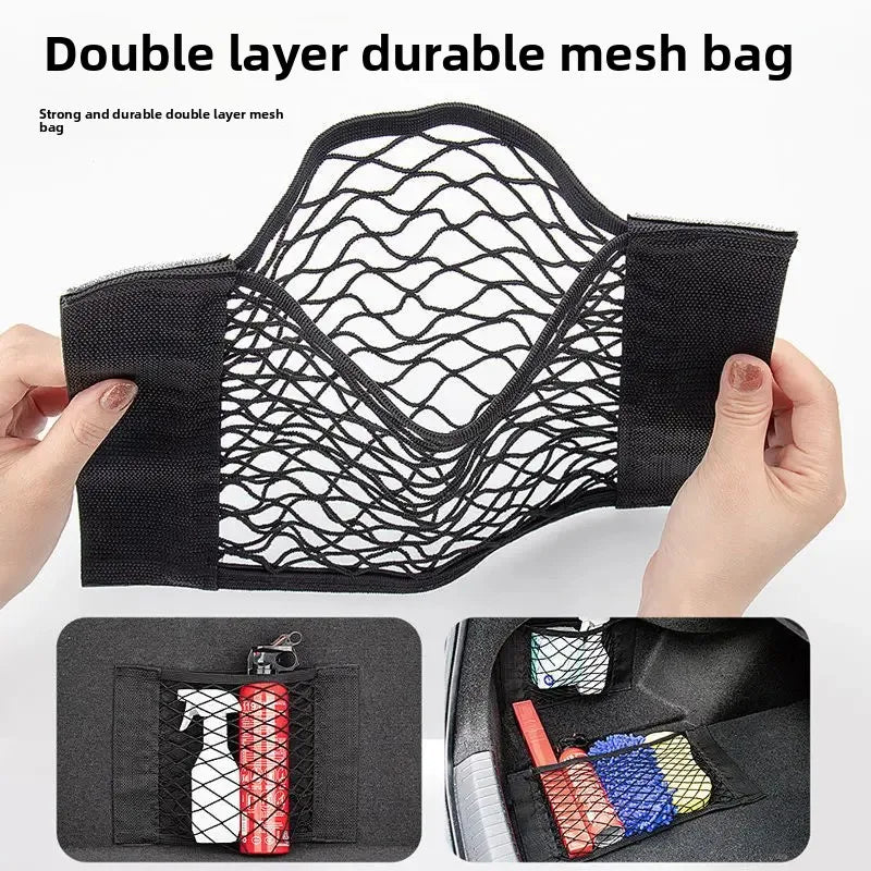 Car Back Rear Trunk Bag Organizer Mesh Net Auto Seat Back Storage Bag Pocket Universal Car Stowing Tidying Elastic String Net