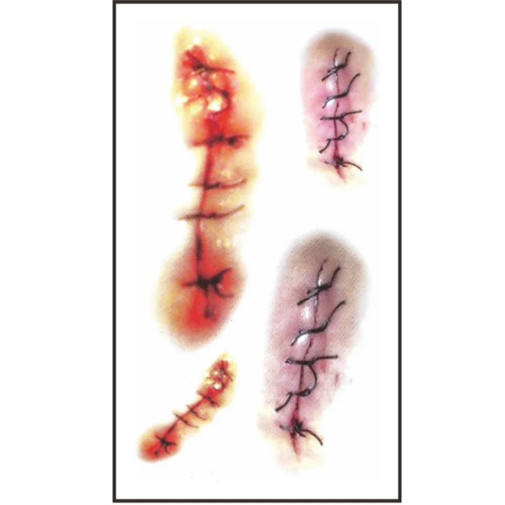 10pcs 3D Fake Scar Tattoos Sticker Body Face Realistic Scab Temporary Tattoos Halloween Horror Wound Bloody DIY Makeup Stickers