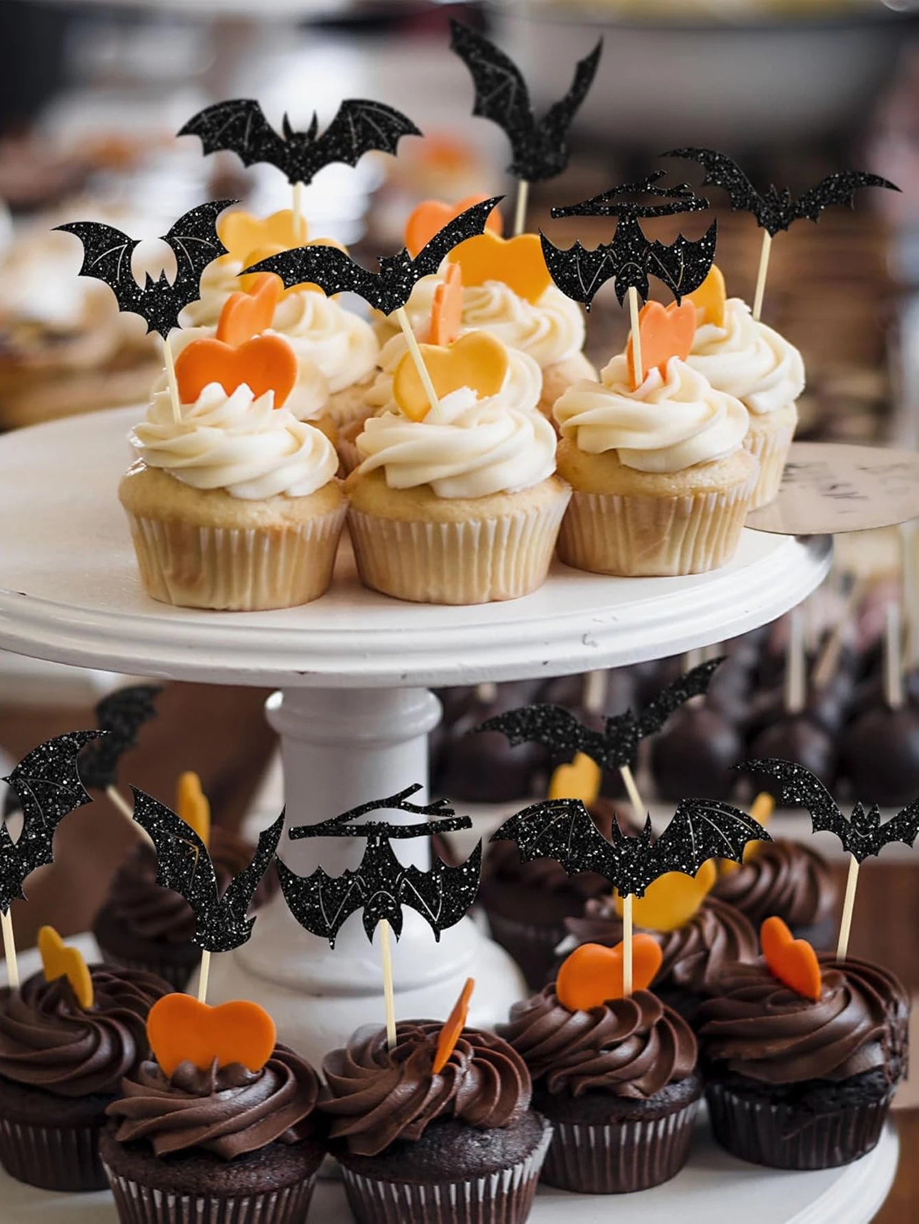 24pcs Halloween Cake Decoration Bat Birthday Cake Topper Halloween Birthday Party Cake Decoration Supplies Halloween Decoration