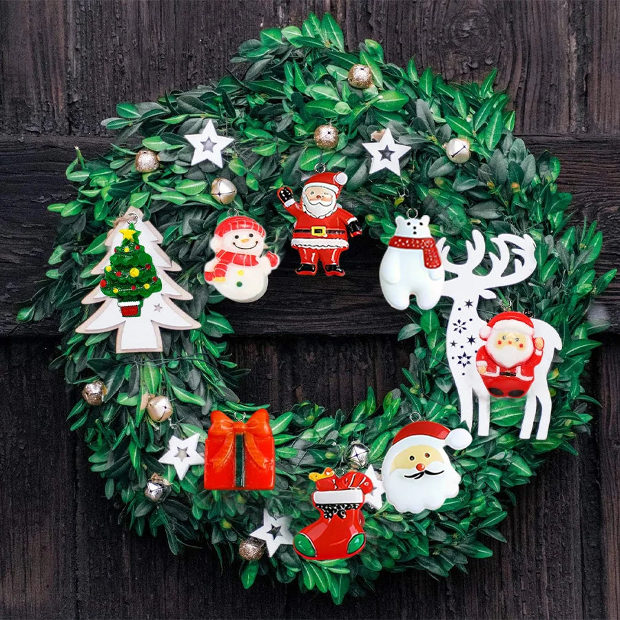 20/30pcs mini DIY Christmas Keychains Christmas Tree Ornaments Resin Miniaturess for Craft Christmas Decor