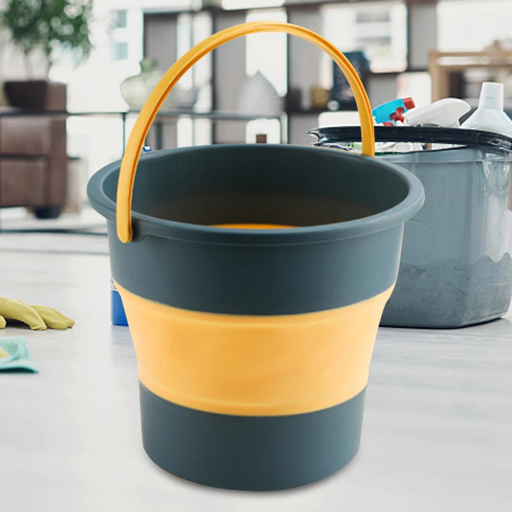 5/10/17L Folding Portable Bucket with Cover Car Wash Fishing Bathroom Tool Silicone Bucket Outdoor Camping Household Supplies