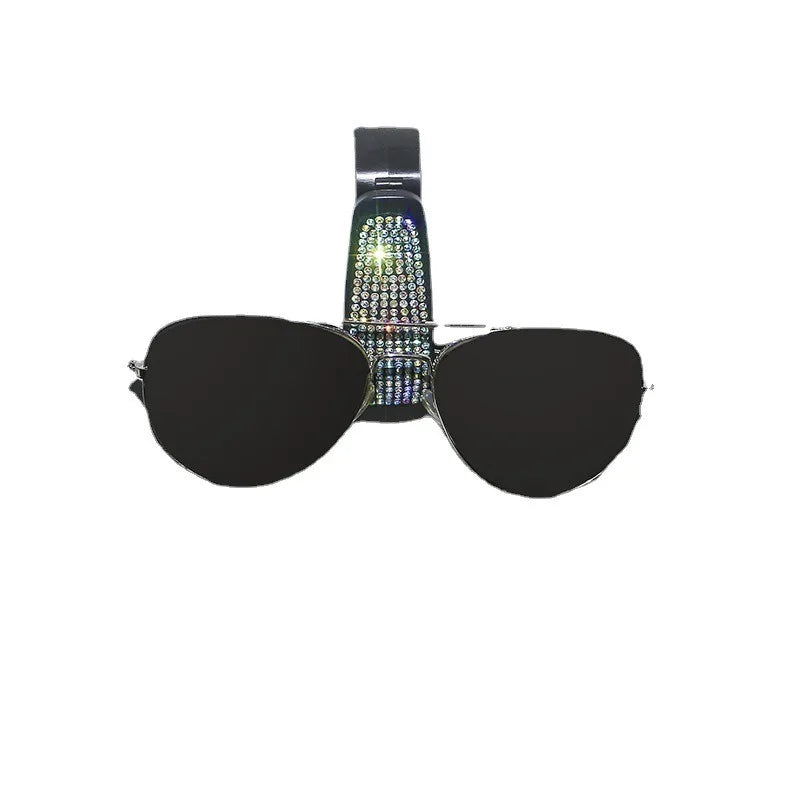 Sunglasses Clip Car Sunshades Sun Visor Rhinestone Portable Universal Myopia Glasses Bracket Card Holder Decoration Accessories