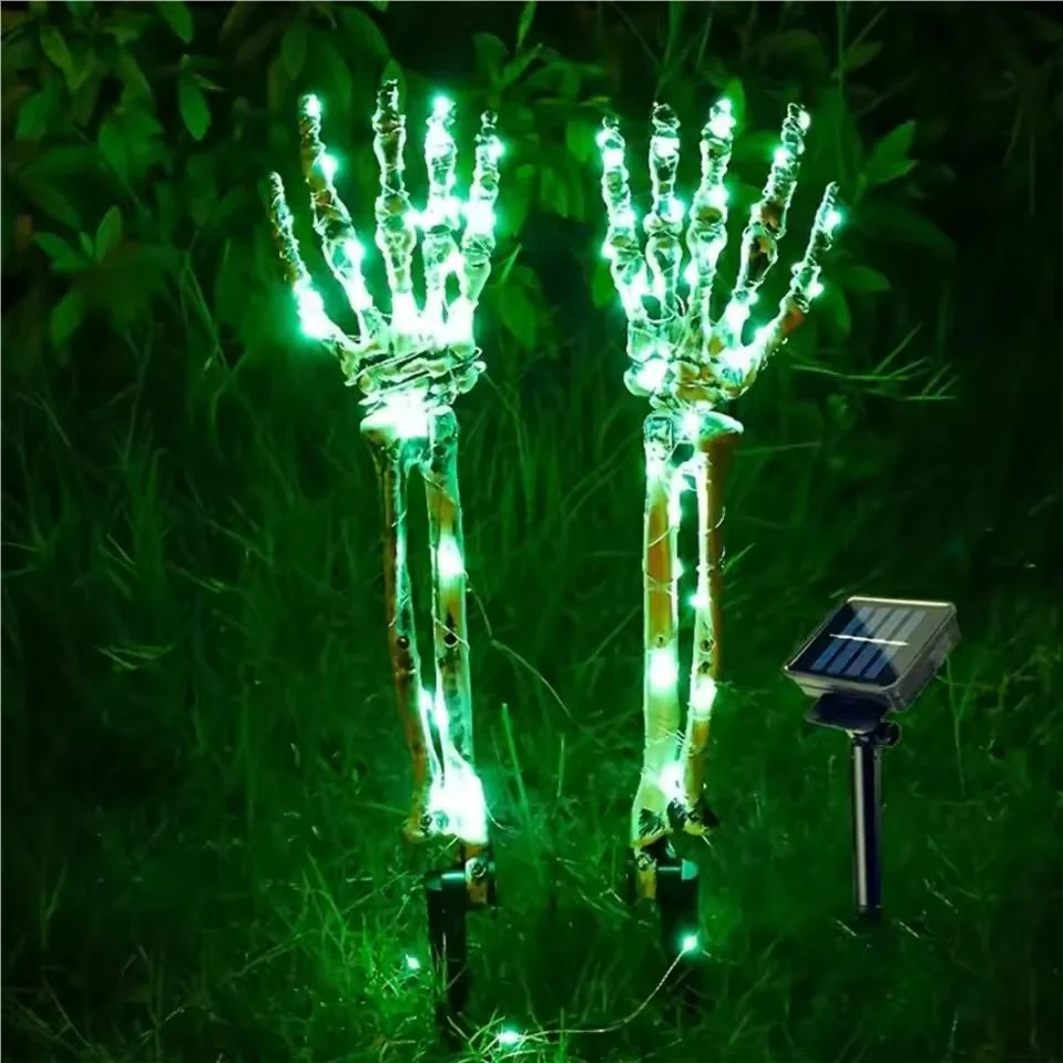2PC Solar Powered Ghost Hand Ground Plug-in Stake Light Outdoor Waterproof LED Garden Light Horror Decoration Lamp For Halloween