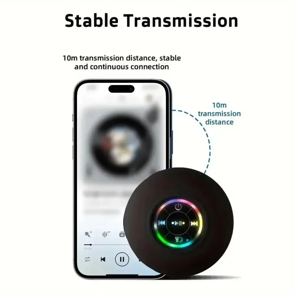 2025 Bathroom Waterproof Wireless LED Bluetooth Speaker Large Suction Cup Mini Portable Speaker Outdoor Sports Stereo Speaker