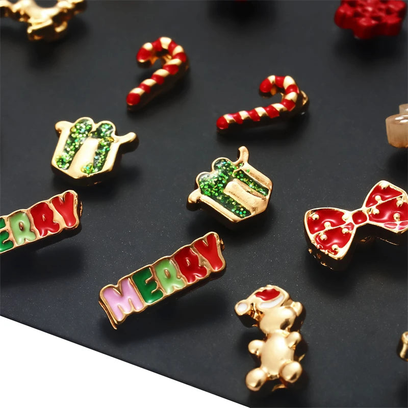 24pcs Christmas Combination Earrings Set for Women Small Shiny Zircon Xmas Tree Santa Claus Snowflake Earring Party Jewelry Gift