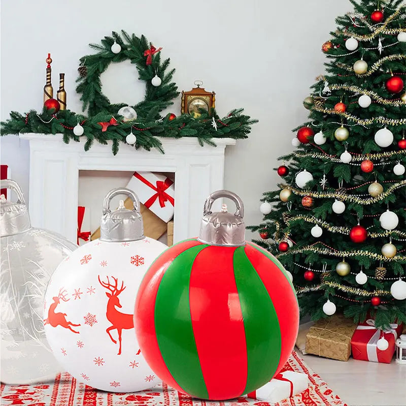 26 Inch Light Up PVC Inflatable Christmas Ball with Light Remote PVC Giant Inflatable Christmas Balls Christmas Decorations Ball
