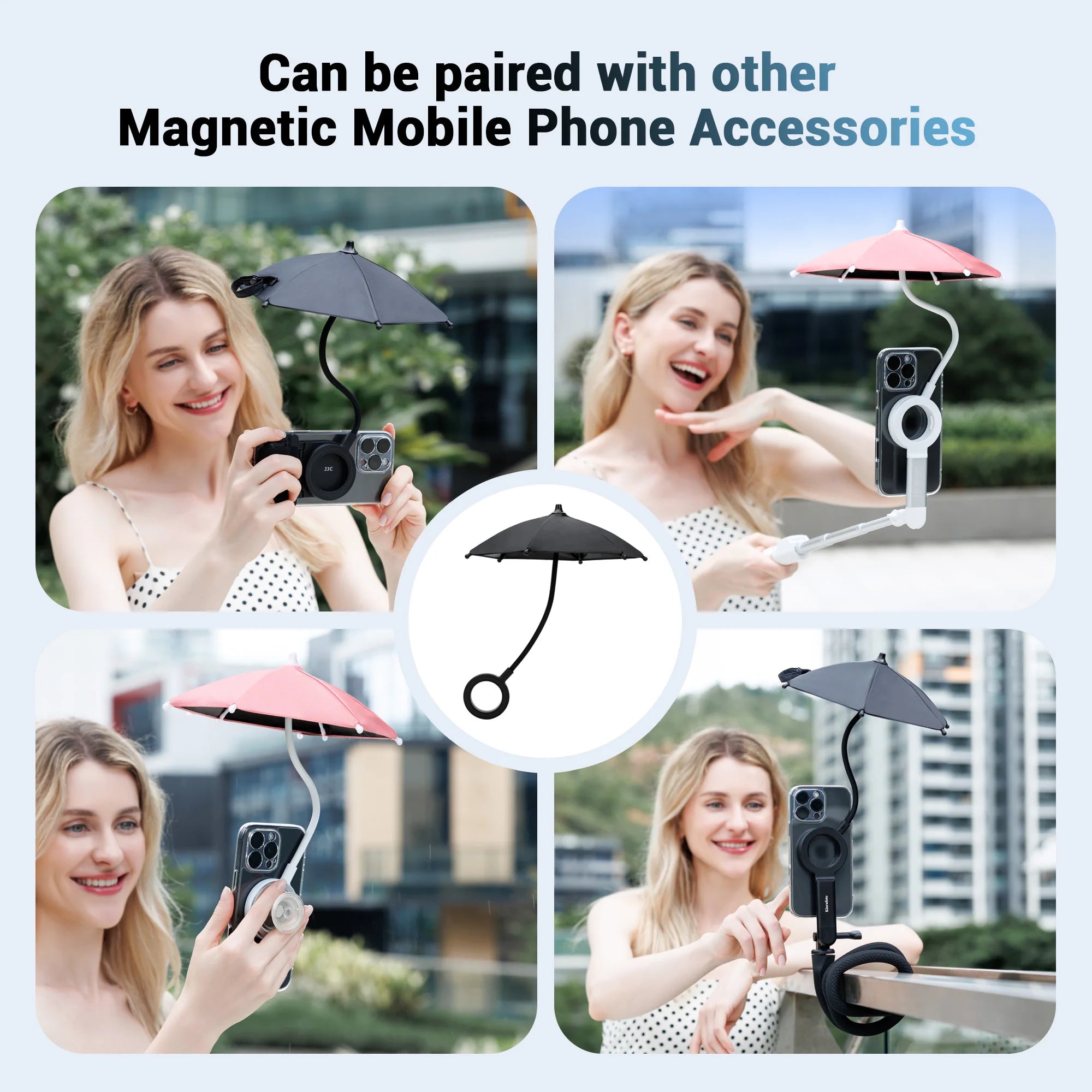 Magnetic Phone Umbrella for Sunlight Rain Universal Mobile Phone Sunshade Shield Umbrella for MagSafe for Outdoor Anti-Glare