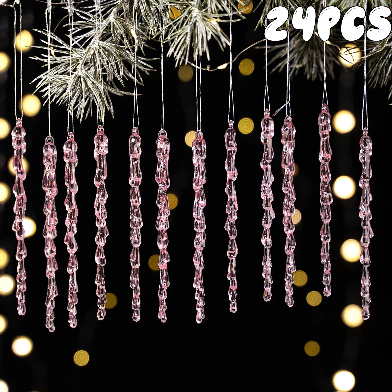 Christmas Acrylic Snowflake Clear Simulation Icicle Ornaments Xmas Tree Hanging Pendants DIY Winter New Year Party Decoration