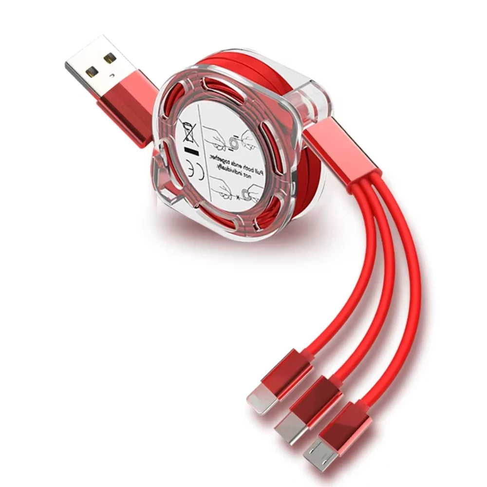 NNBILI 3 in 1 Telescopic Cable Is Suitable for Apple Type C Android Mobile Phone Fast Charging USB Cable for HUWEI iPhone Cable