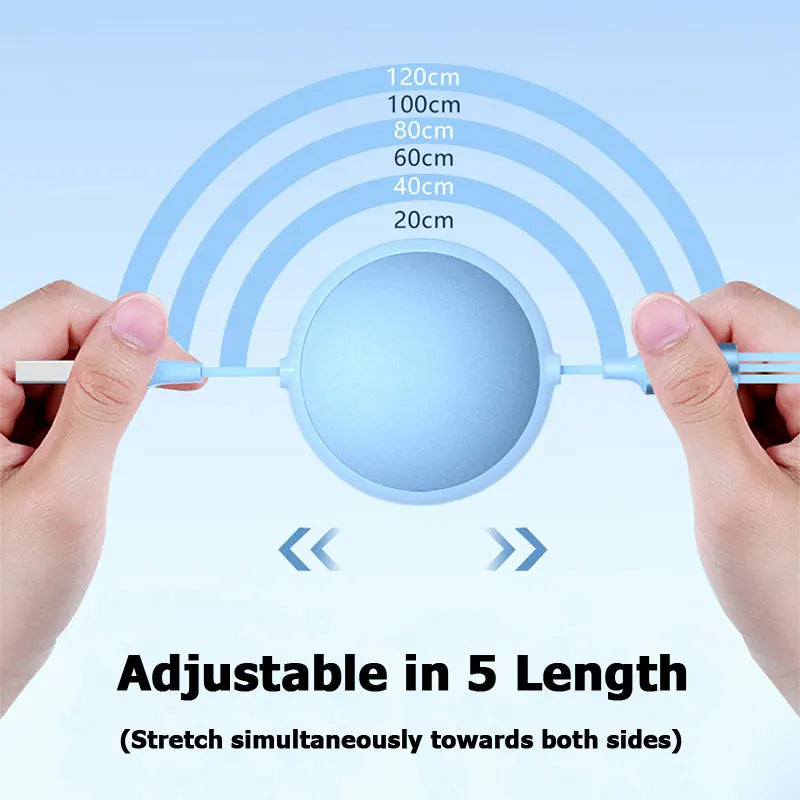 3-in-1 Retractable 100W 6A Fast Charging USB To Type-C Micro Fast Charger Cable For iPhone Samsung Xiaomi Huawei 1.2M Cables