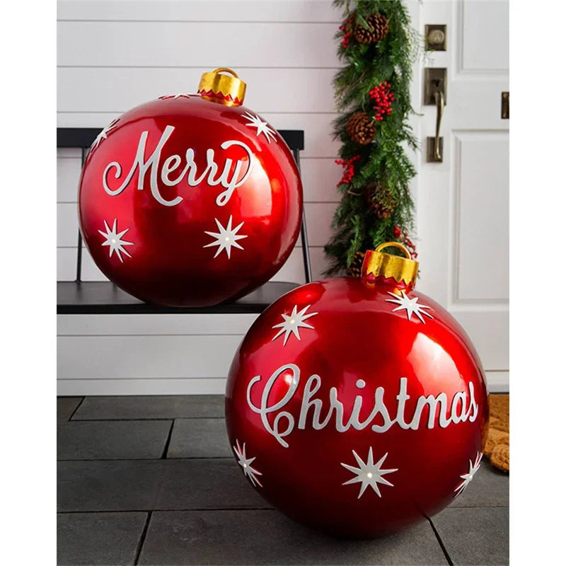 2024 Christmas 60cm Outdoor Inflatable Ball PVC Giant Big Ball Tree Ornament Outdoor Toy Ball Christmas Gift Ornament  2025