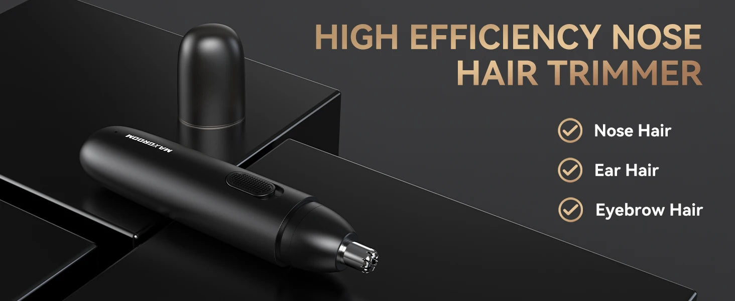 MAXGROOM Nose Hair Trimmer for Men Rechargeable 360 Rotating Dual-Blade Electric Shaver Eyebrows Nose Hair Trimmer Painless Safe